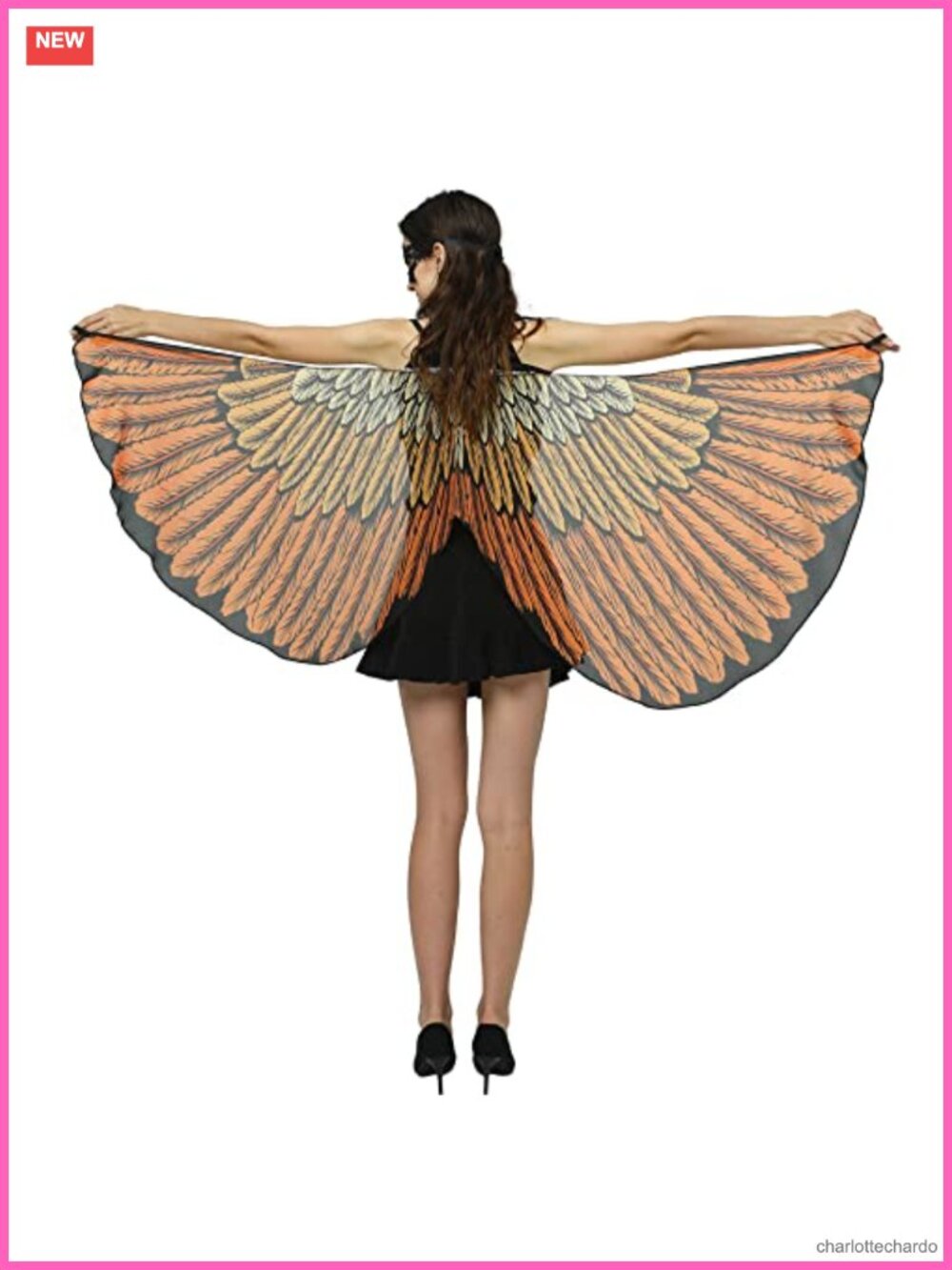 Chiffon Fairy Wings Shawl Cape with Masquerade Mask Costume